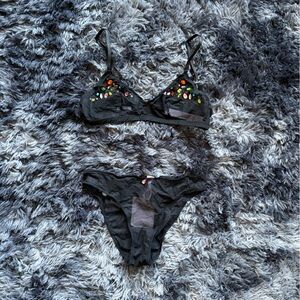 Savage X Fenty Black Embellished Lingerie Set – Size Small – NWT